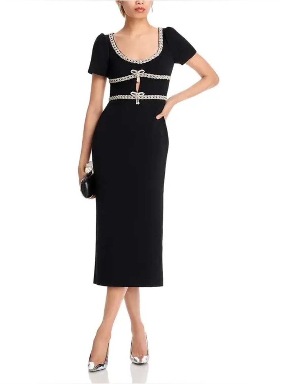 NWOT SELF-PORTRAIT Crepe Diamante Midi Dress